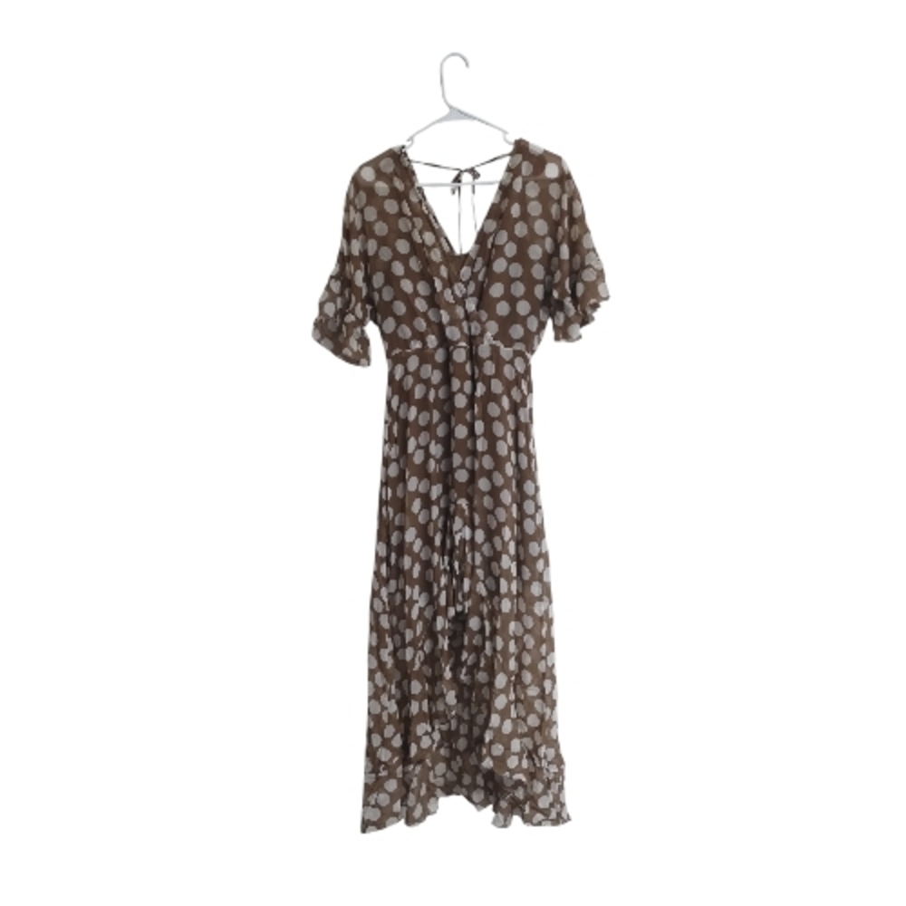 New York & Company Brown and White Midi Dress